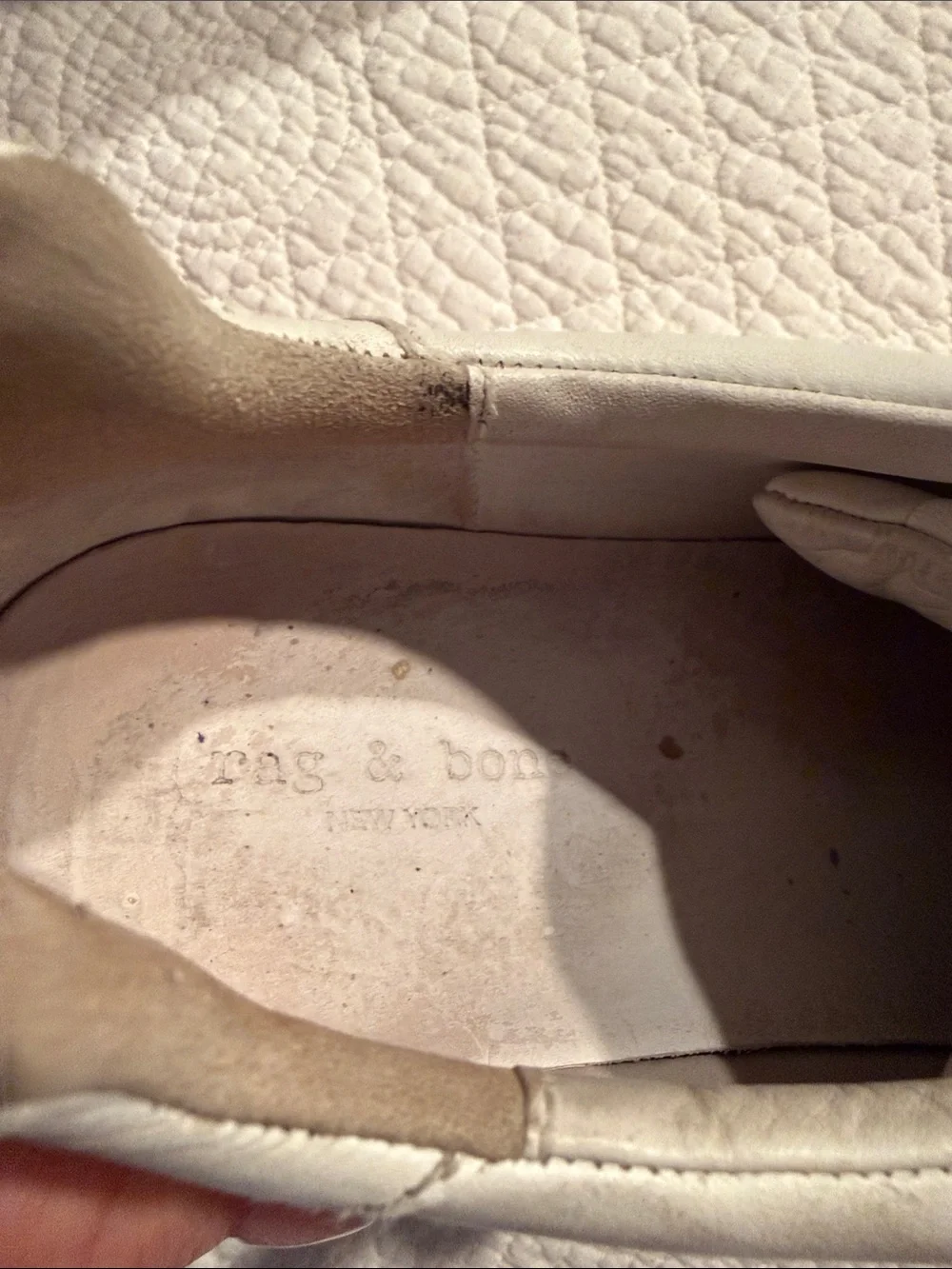 rag & bone White Leather Low-Top Sneakers - Minimal Lace-Up